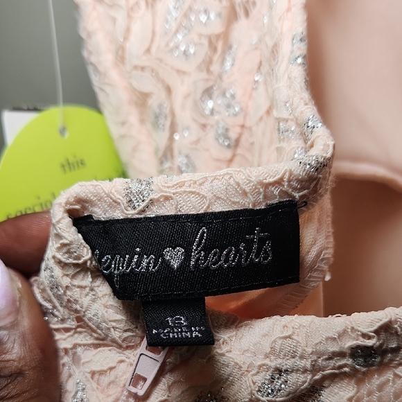 Sequin Hearts Light Pink Lace Maxi Dress - Picture 2 of 8